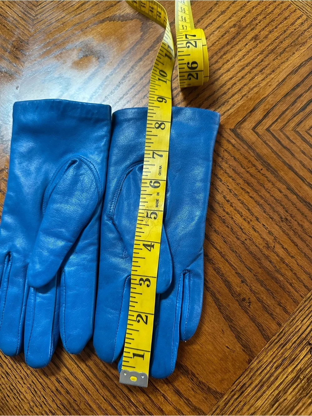 Women's Cobalt Blue Leather Gloves